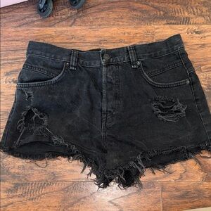 We The Free Charcoal Distressed Jean Shorts